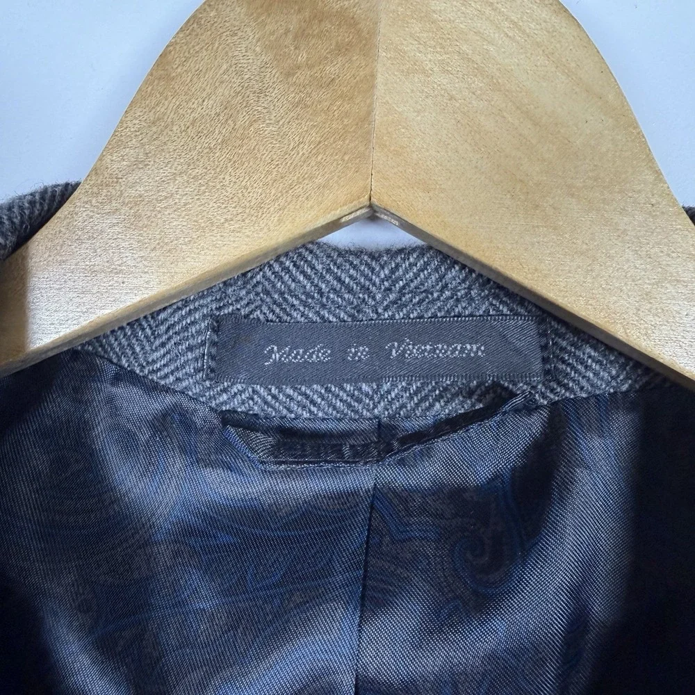 Lauren Ralph Lauren Blazer Mens 48R Gray Herringbone Wool Cashmere Paisley Lined